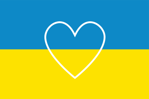 Ukrainan lippu ja sydän. Image Terhi Pekkarinen